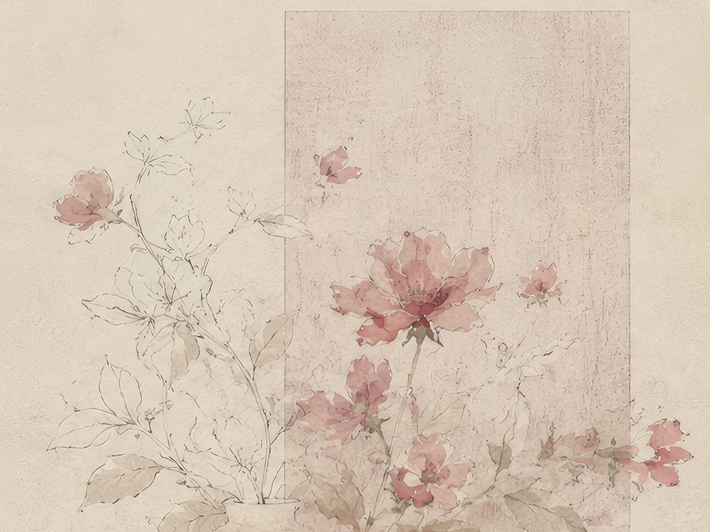 Delicate Blossoms on Soft Canvas I art print by Elara Yasna for $57.95 CAD