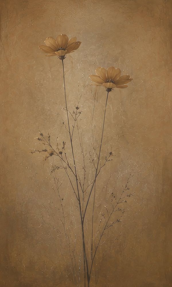 Tall Blooms on Textured Canvas Yellow art print by Elara Yasna for $57.95 CAD