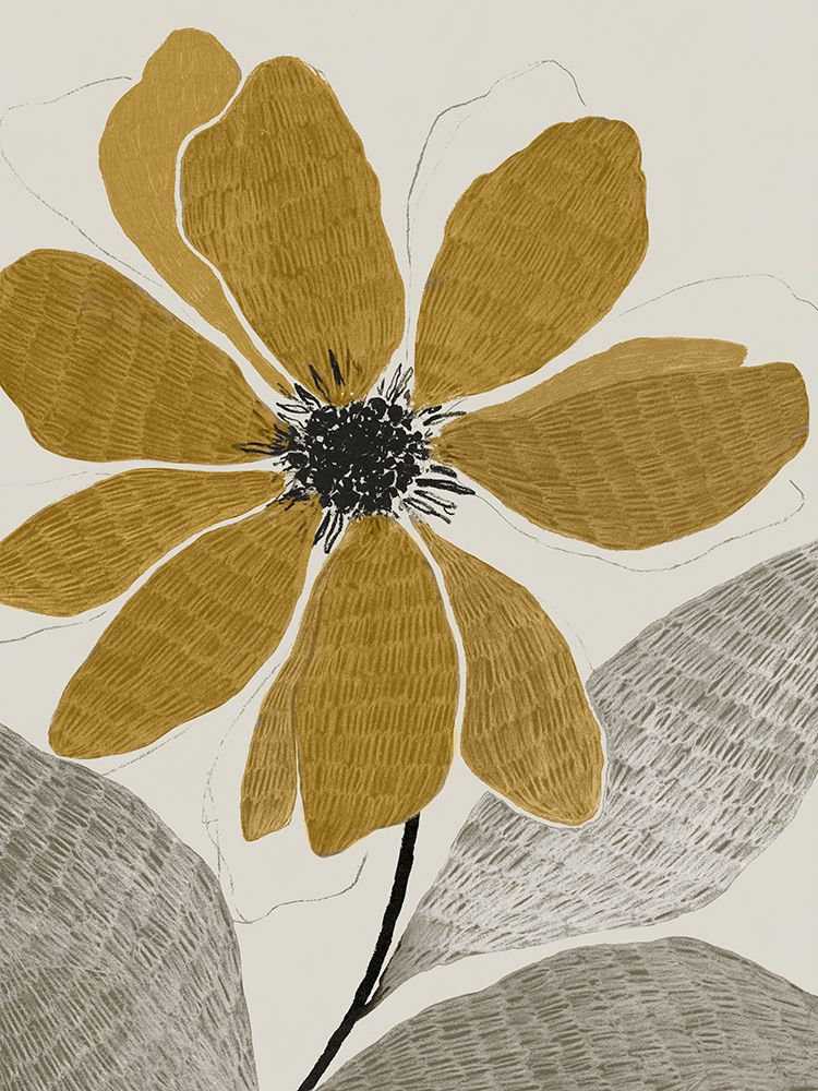 Golden Flower on Textured Canvas art print by Hazel J for $57.95 CAD