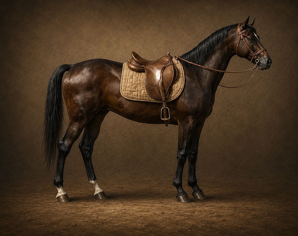 Majestic Horse with Saddle art print by Lazar Studio for $57.95 CAD