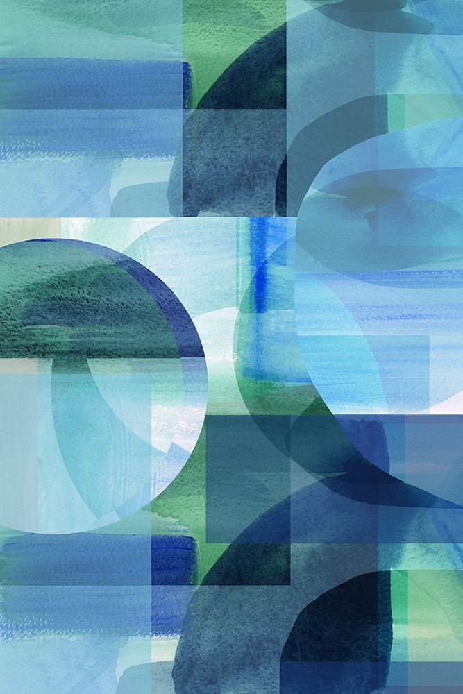 Blue and Green Geometric Harmony I art print by Cartissi for $57.95 CAD