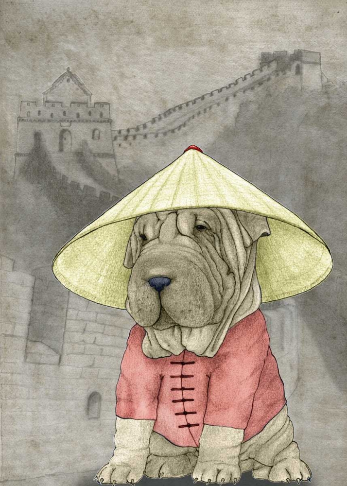 Shar Pei with the Great Wall art print by Barruf for $57.95 CAD