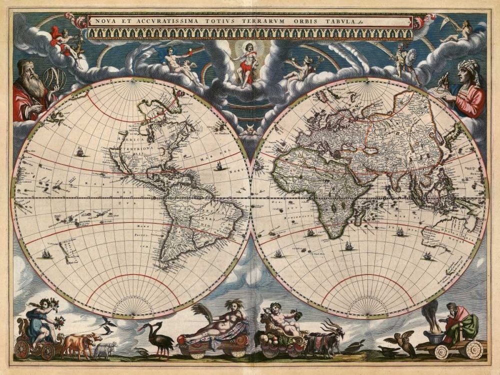 Nova et Accuratissima Totius Terrarum Orbis Tabula art print by Joan Blaeu for $57.95 CAD