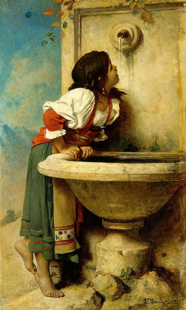 Roman Girl at a Fountain, 1875 art print by Leon Bonnat for $57.95 CAD