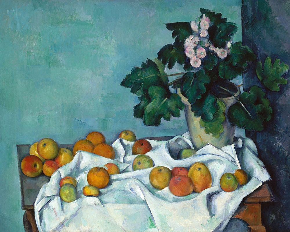 Still Life with Apples and a Pot of Primroses art print by Paul Cezanne for $57.95 CAD