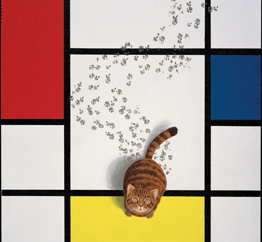 Mondrian Cat art print by Inc. Chameleon Design for $57.95 CAD