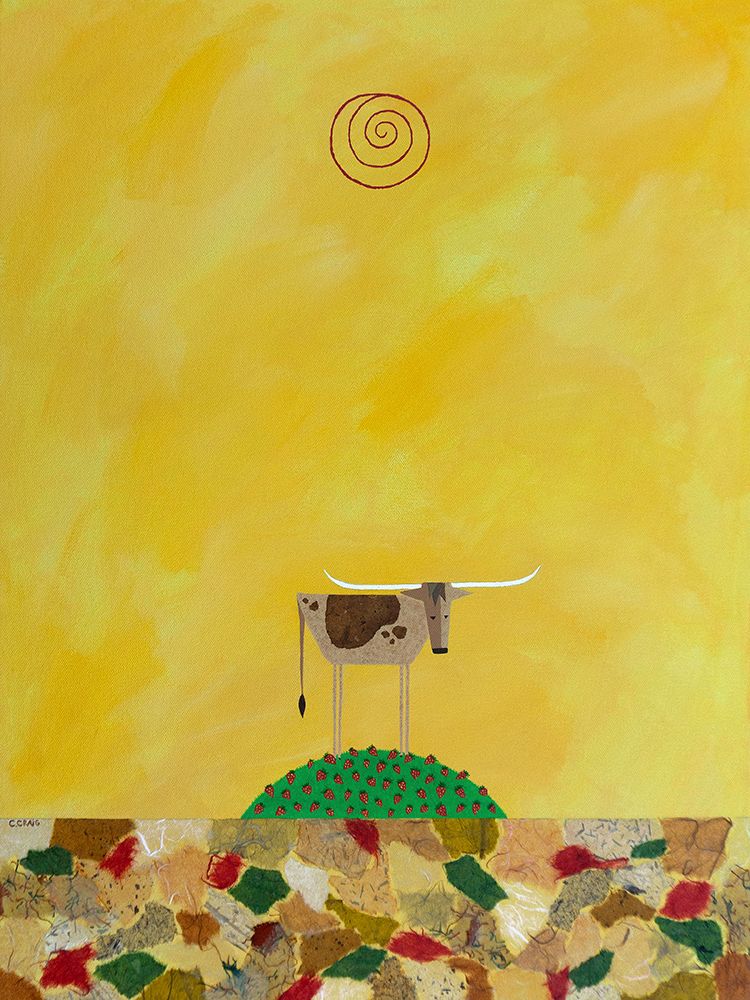 Longhorn in Strawberry Patch art print by Casey Craig for $57.95 CAD