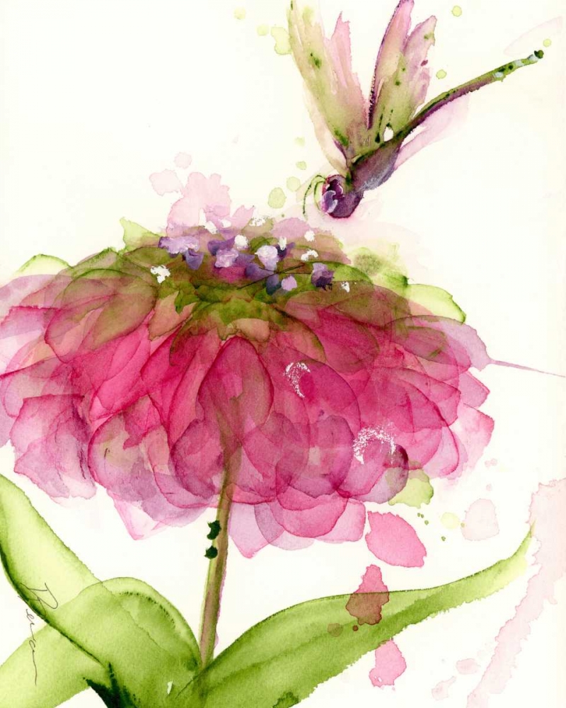 Dragonfly and Zinnia art print by Dawn Derman for $57.95 CAD