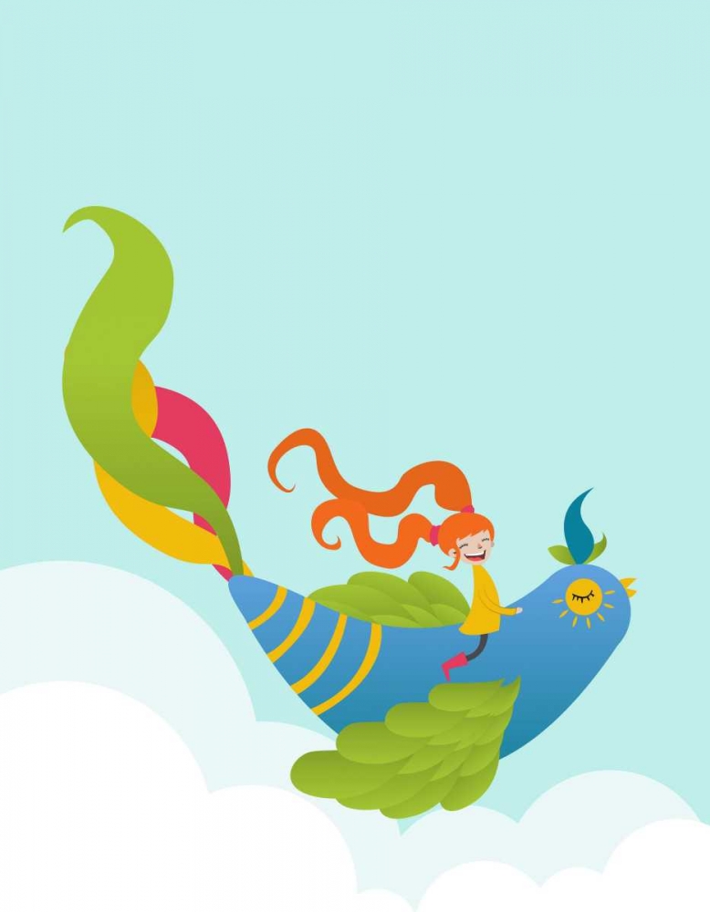 Bird and Girl art print by Volkan Dalyan for $57.95 CAD