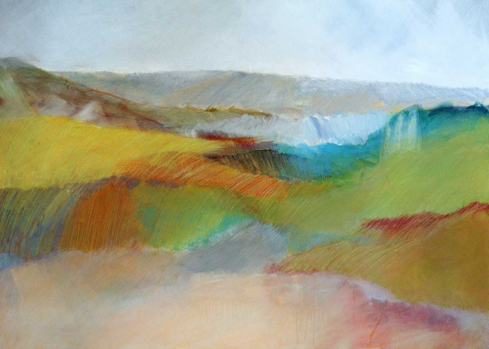 Green, Yellow and Rose Landscape art print by Skadi Engeln for $57.95 CAD