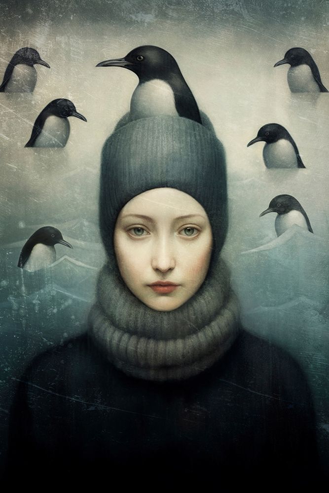 Penguin Lady art print by Paula Belle Flores for $57.95 CAD