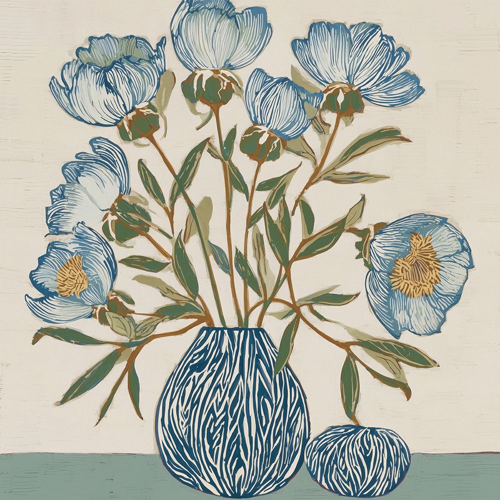 Cerulean Motif Vase art print by Paula Freeman for $57.95 CAD