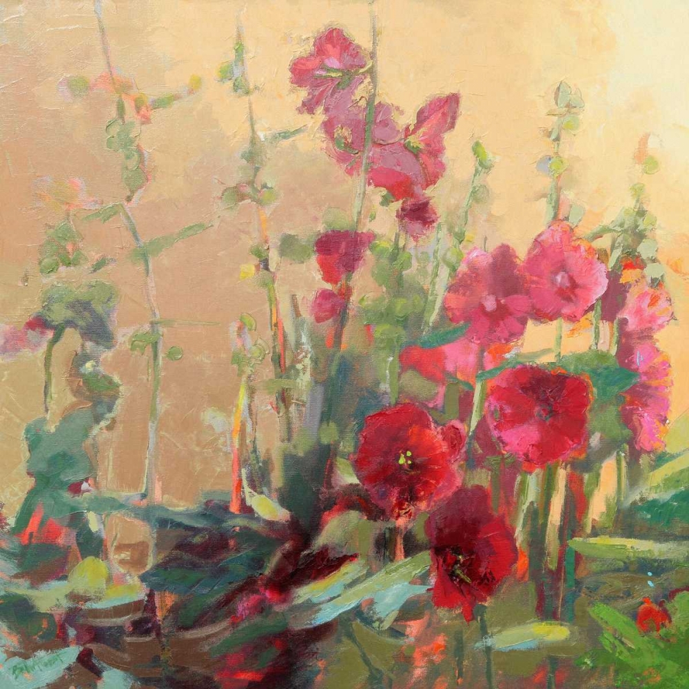 Red Haven Hollyhocks art print by Beth A. Forst for $57.95 CAD
