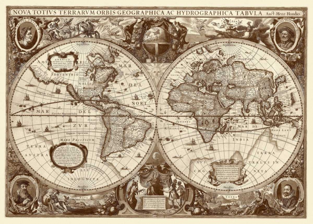 Nova Totius Terrarum Orbis Tabula art print by Hendrik Hondius for $57.95 CAD
