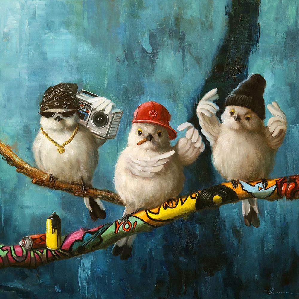 Birdz in da Hood No. 2 art print by Lucia Heffernan for $57.95 CAD