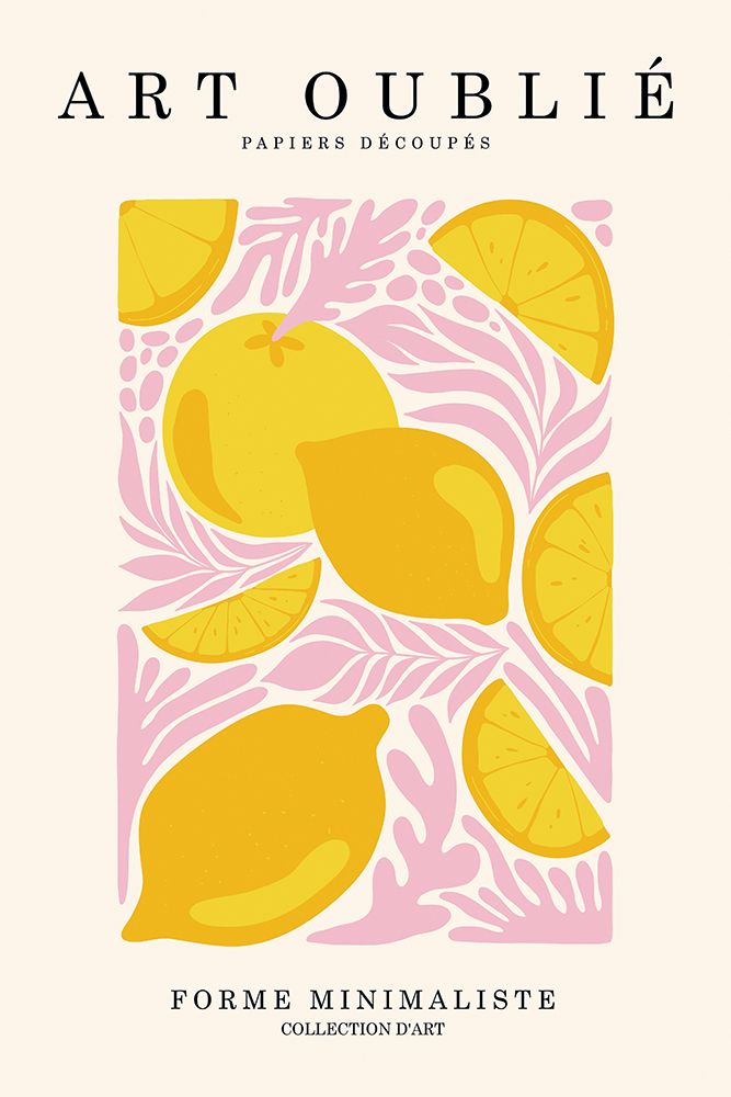Pink Leaves and Lemons art print by Incado for $57.95 CAD