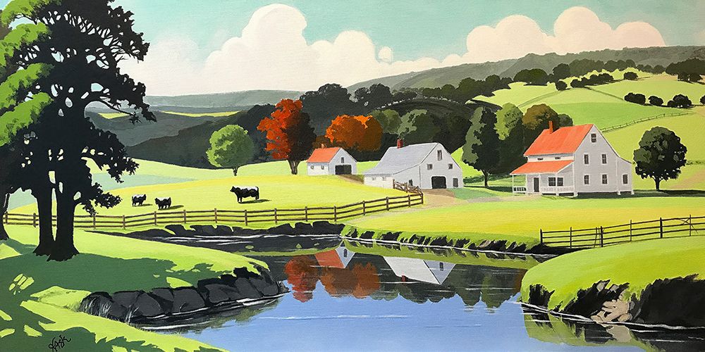 Farm at Corner Creek art print by John Jaster for $57.95 CAD