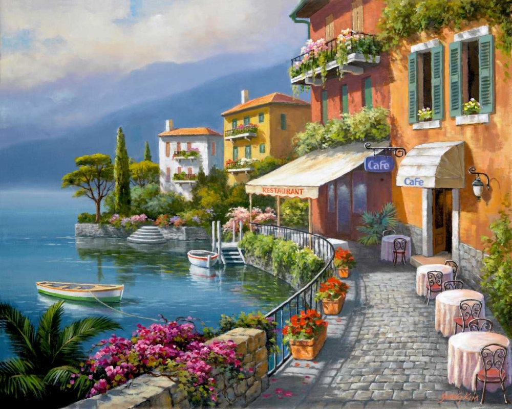 Seaside Bistro Cafe art print by Sung Kim for $57.95 CAD