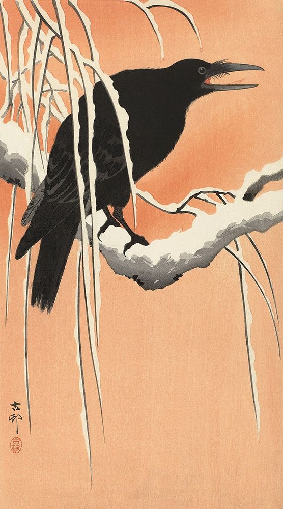 Crow on a Snowy Bough, 1900-1930 art print by Ohara Koson for $57.95 CAD