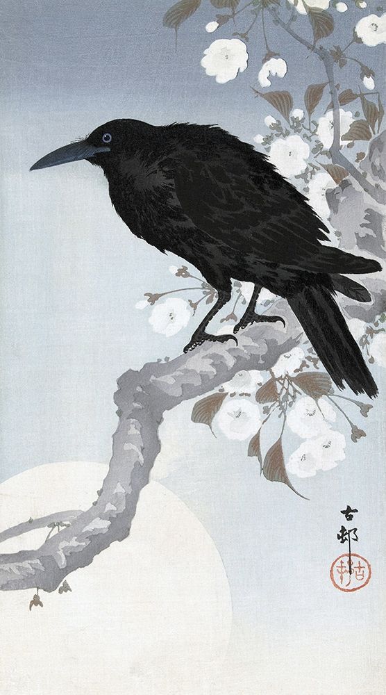 Crow at Full Moon, 1900-1930 art print by Ohara Koson for $57.95 CAD