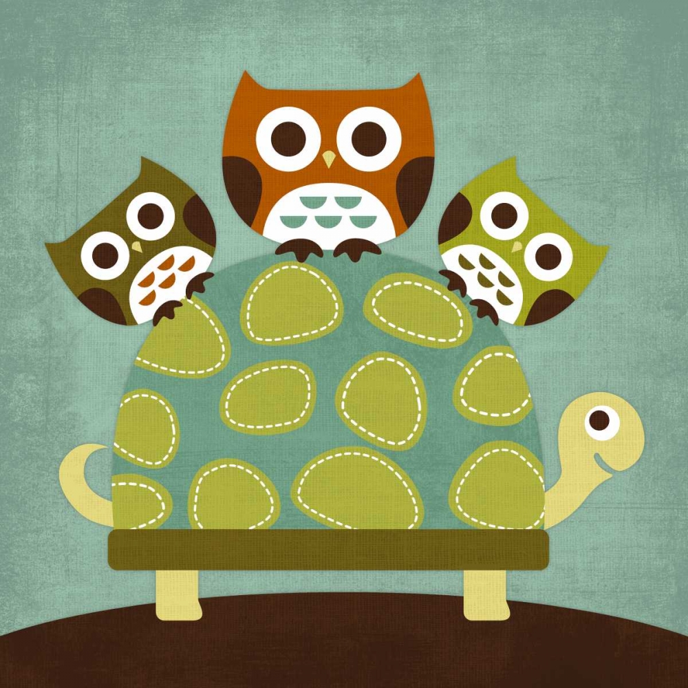 Three Owls on Turtle art print by Nancy Lee for $57.95 CAD