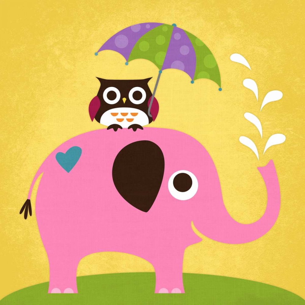 Elephant and Owl with Umbrella art print by Nancy Lee for $57.95 CAD