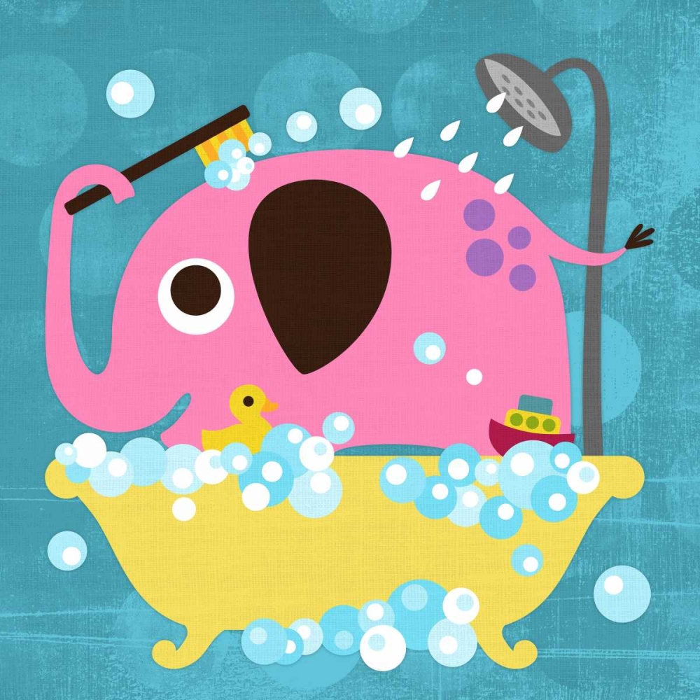 Elephant in Bathtub art print by Nancy Lee for $57.95 CAD