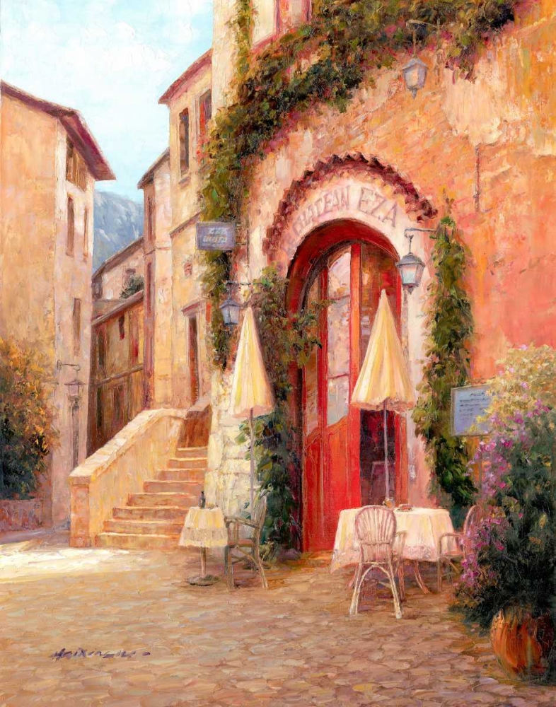 Eze Village Cafe France art print by Haixia Liu for $57.95 CAD