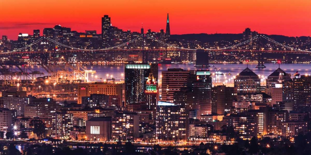 Oakland SF Twilight art print by Greg Linhares for $57.95 CAD