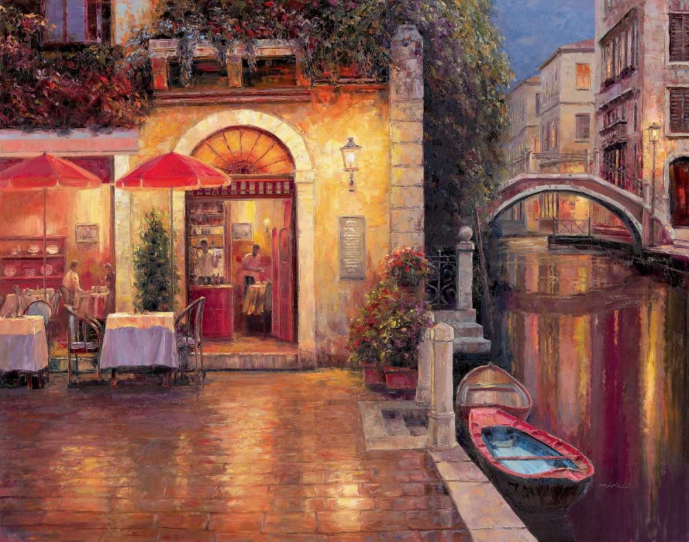 Night Cafe after Rain art print by Haixia Liu for $57.95 CAD