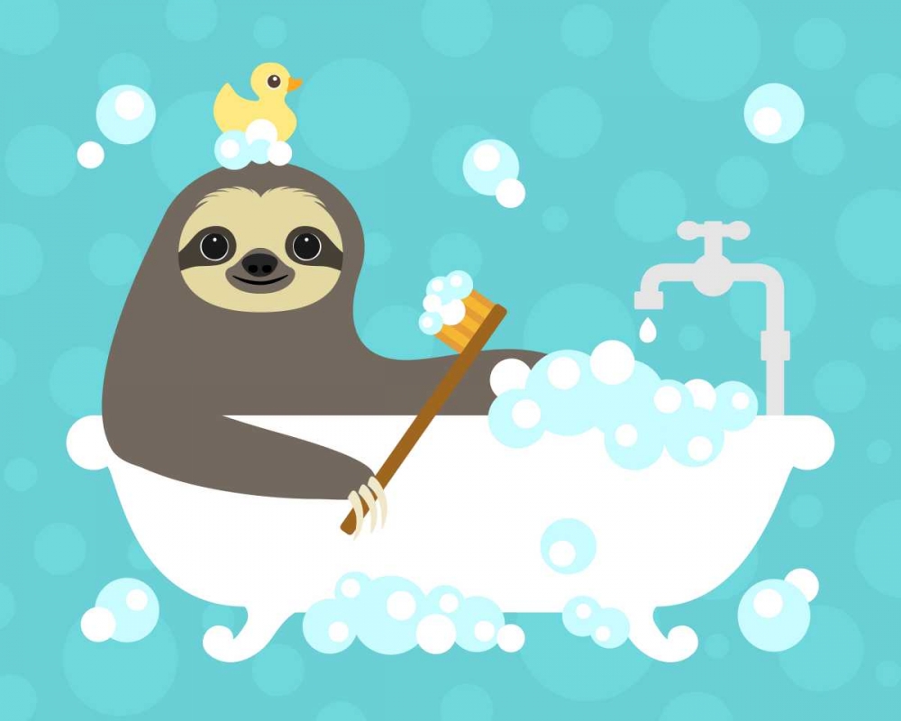 Scrubbing Bubbles Sloth art print by Nancy Lee for $57.95 CAD