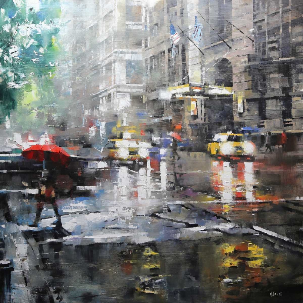 Manhattan Red Umbrella art print by Mark Lague for $57.95 CAD