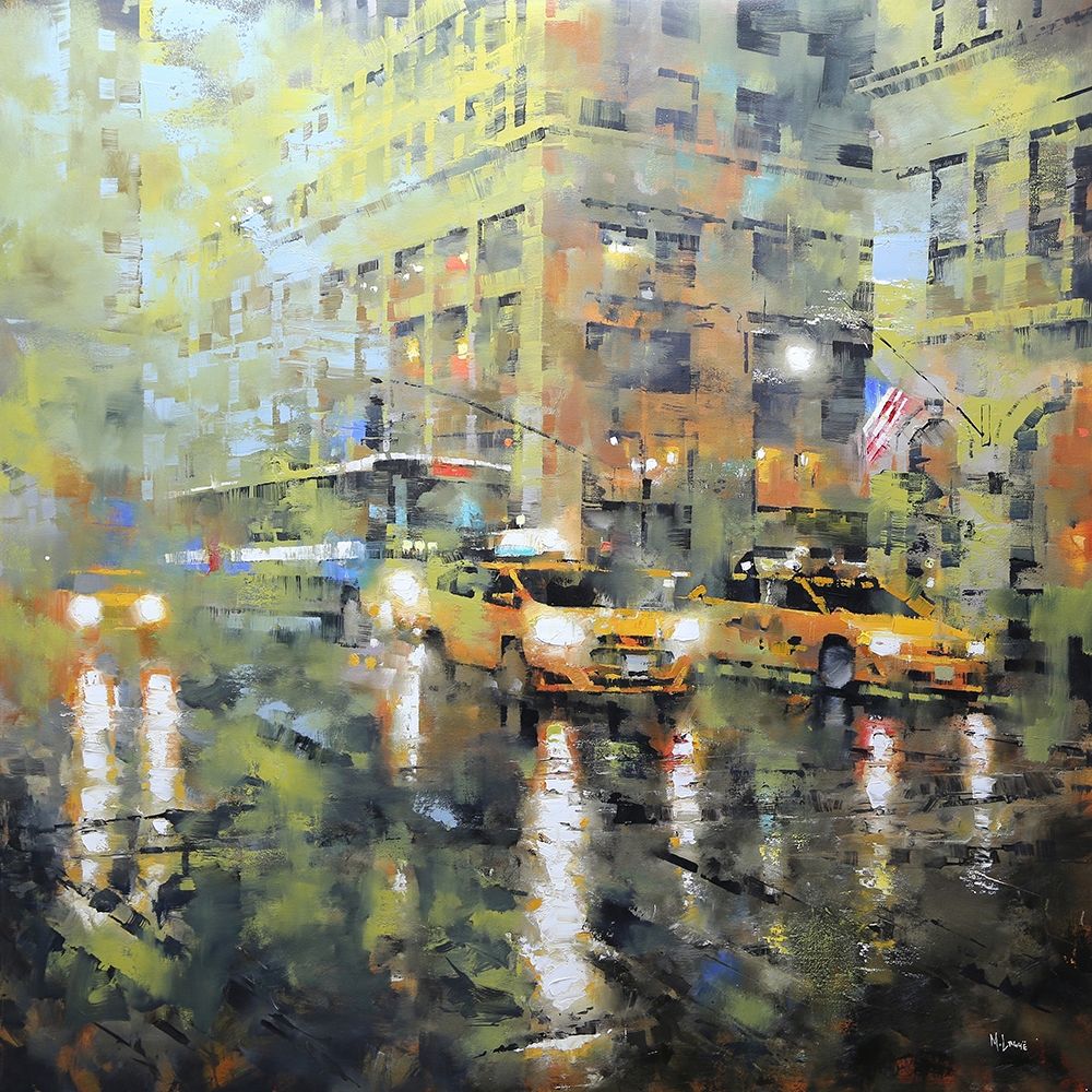Manhattan Orange and Green art print by Mark Lague for $57.95 CAD