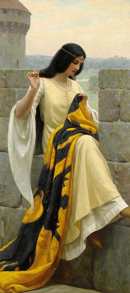 Stitching the Standard, 1911 art print by Edmund Blair Leighton for $57.95 CAD