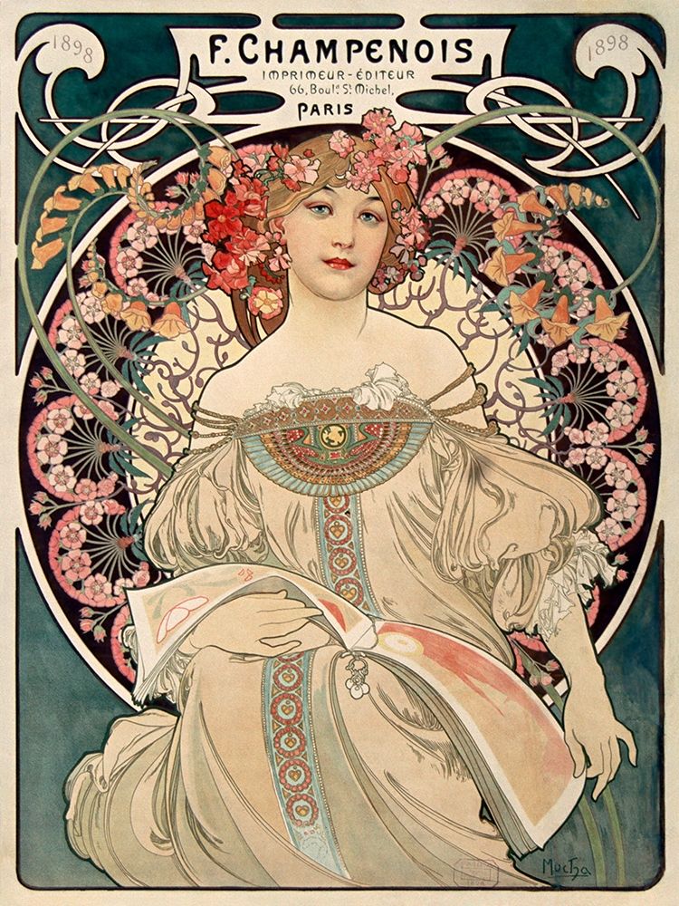 F. Champenois imprimeur diteur art print by Alphonse Mucha for $57.95 CAD