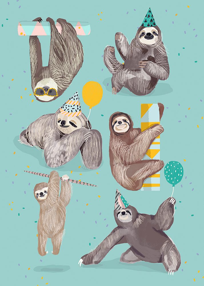 Party With Sloths art print by Hanna Melin for $57.95 CAD
