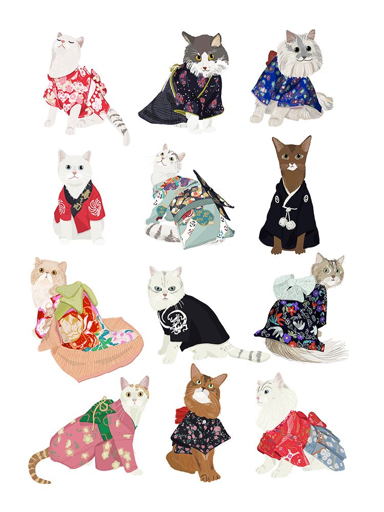 Cats in Kimonos art print by Hanna Melin for $57.95 CAD