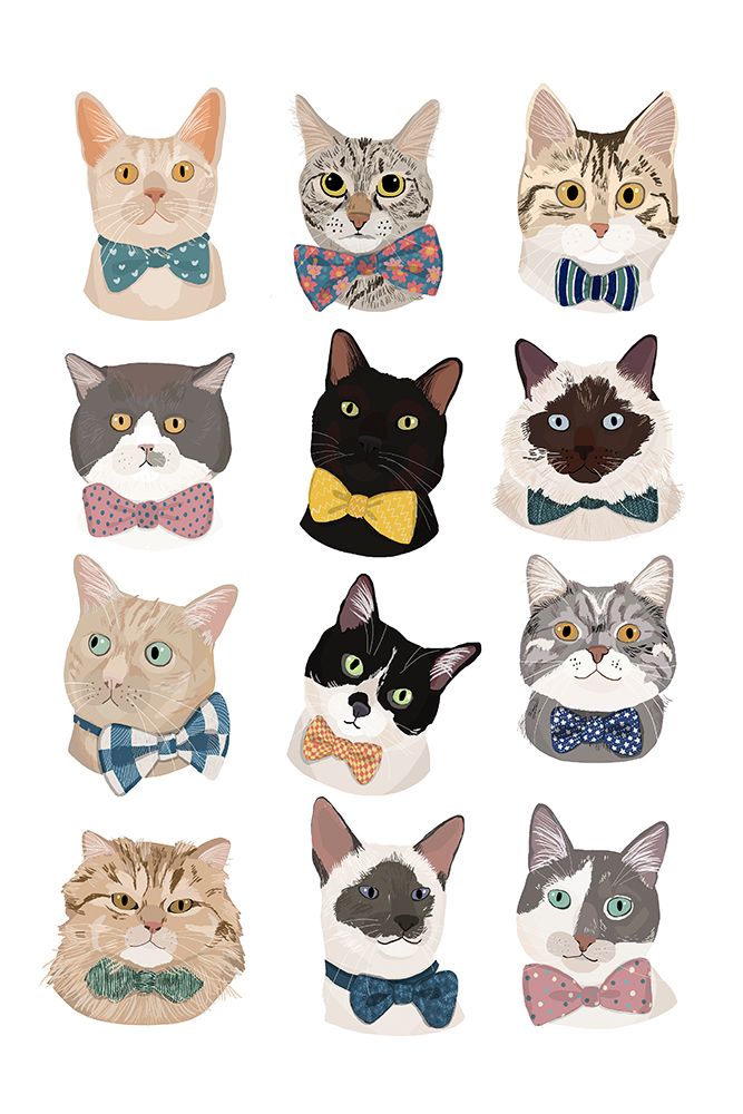 Cats in Bow Ties art print by Hanna Melin for $57.95 CAD