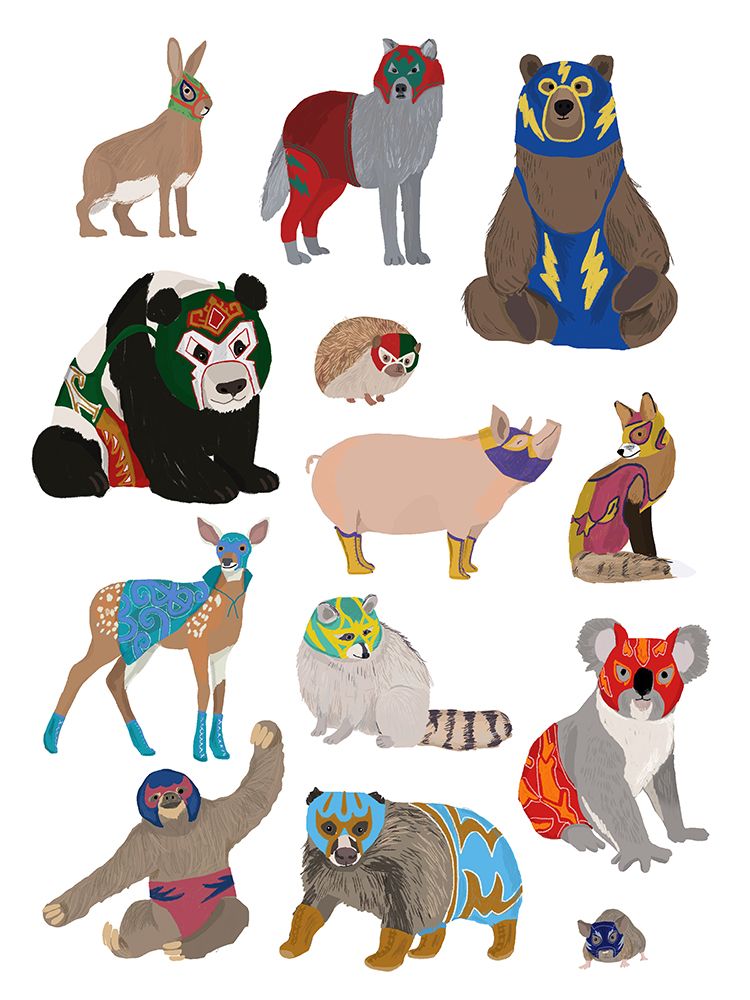 Mexican Wrestling art print by Hanna Melin for $57.95 CAD