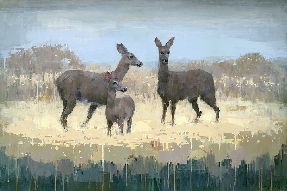 Deer Family in a Field of Yellow art print by Stephen Mitchell for $57.95 CAD