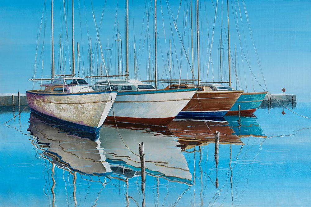 Boats In The Harbor art print by Max Maxx for $57.95 CAD