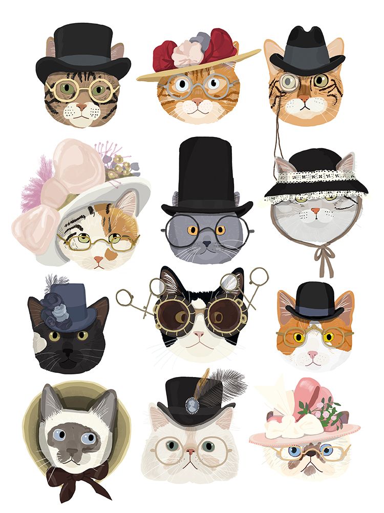 Cats in the 1900s art print by Hanna Melin for $57.95 CAD
