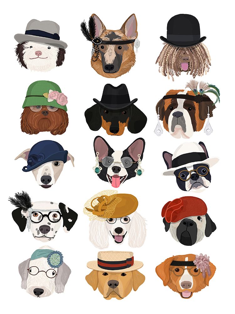 Dogs in the 1920s art print by Hanna Melin for $57.95 CAD