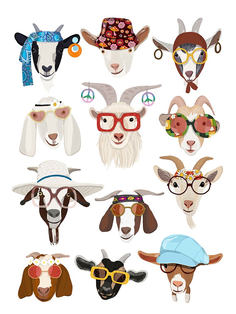 Goats in the 1970s art print by Hanna Melin for $57.95 CAD