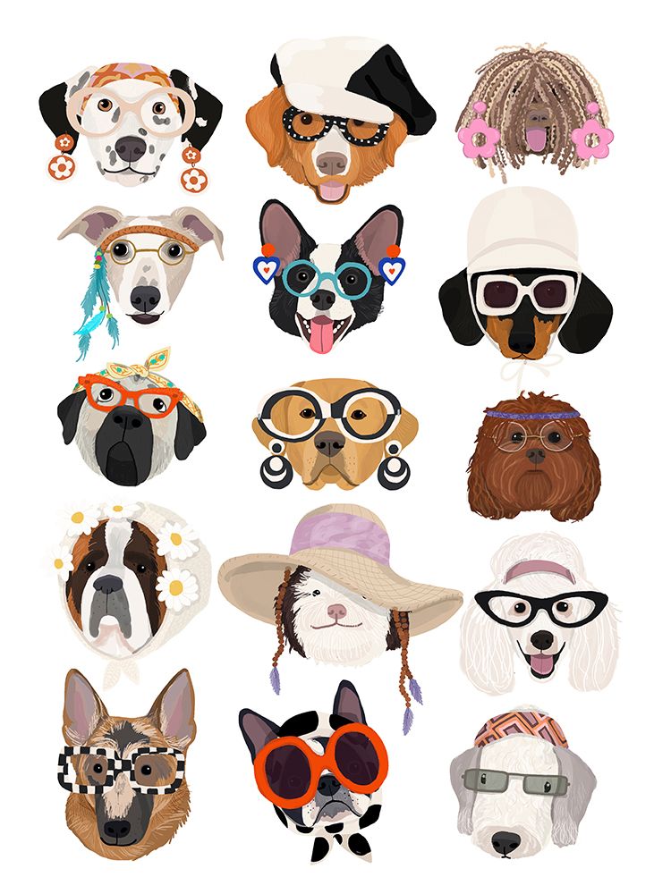 Dogs in the 1960s art print by Hanna Melin for $57.95 CAD