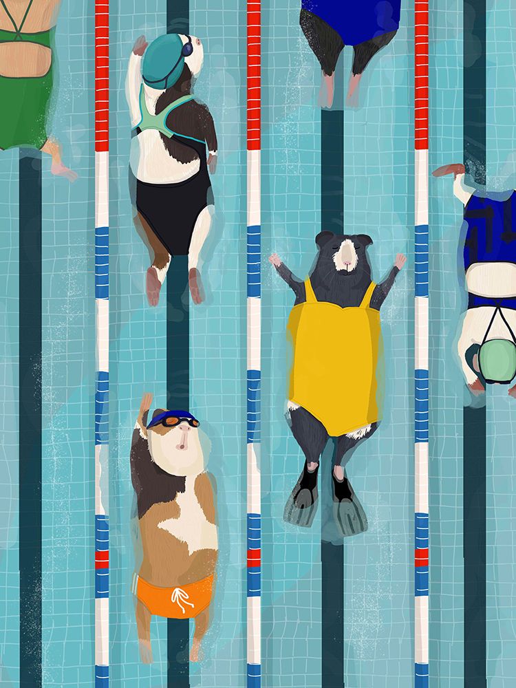 Guinea Pigs at London Fields Lido art print by Hanna Melin for $57.95 CAD