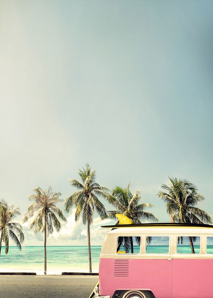 Surf Bus Pink art print by Design Fabrikken for $57.95 CAD