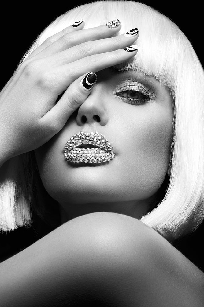 Diamond Lips BW art print by Design Fabrikken for $57.95 CAD