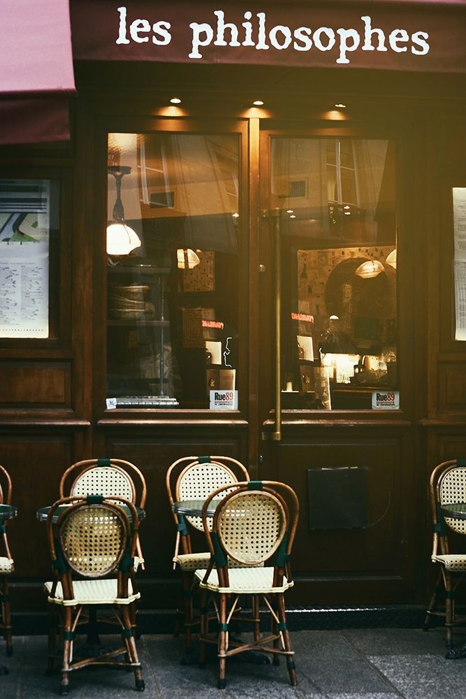 Les Philosophes Cafe Paris art print by Carina Okula for $57.95 CAD