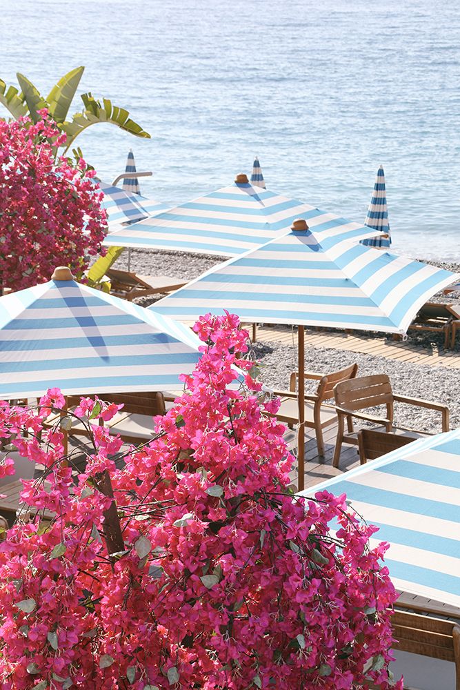 Pink White and Blue on The Riviera art print by Carina Okula for $57.95 CAD